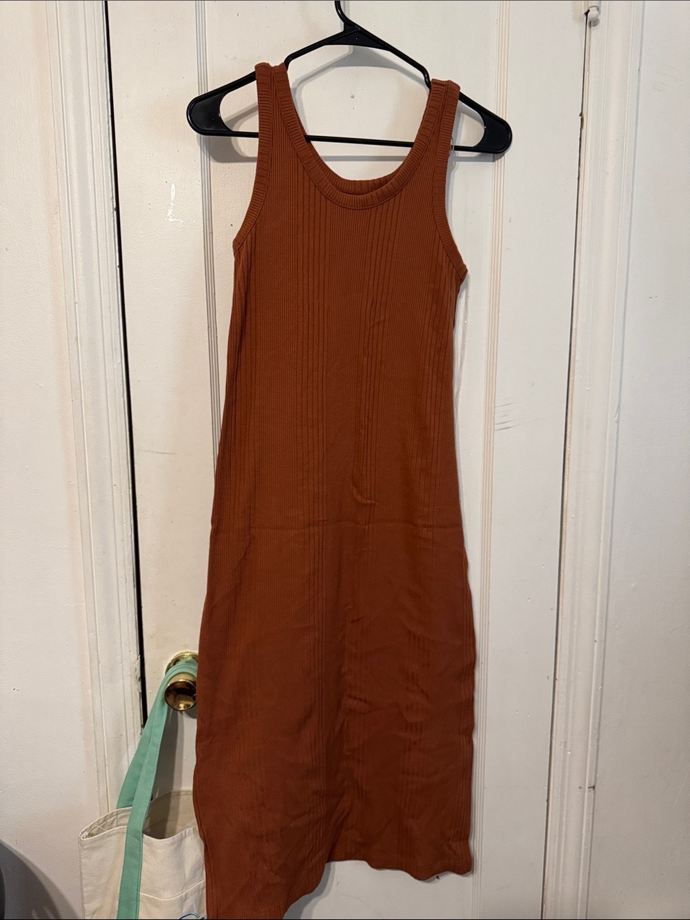 a new day Ribbed Tank Midi Dress in Rust Brown
